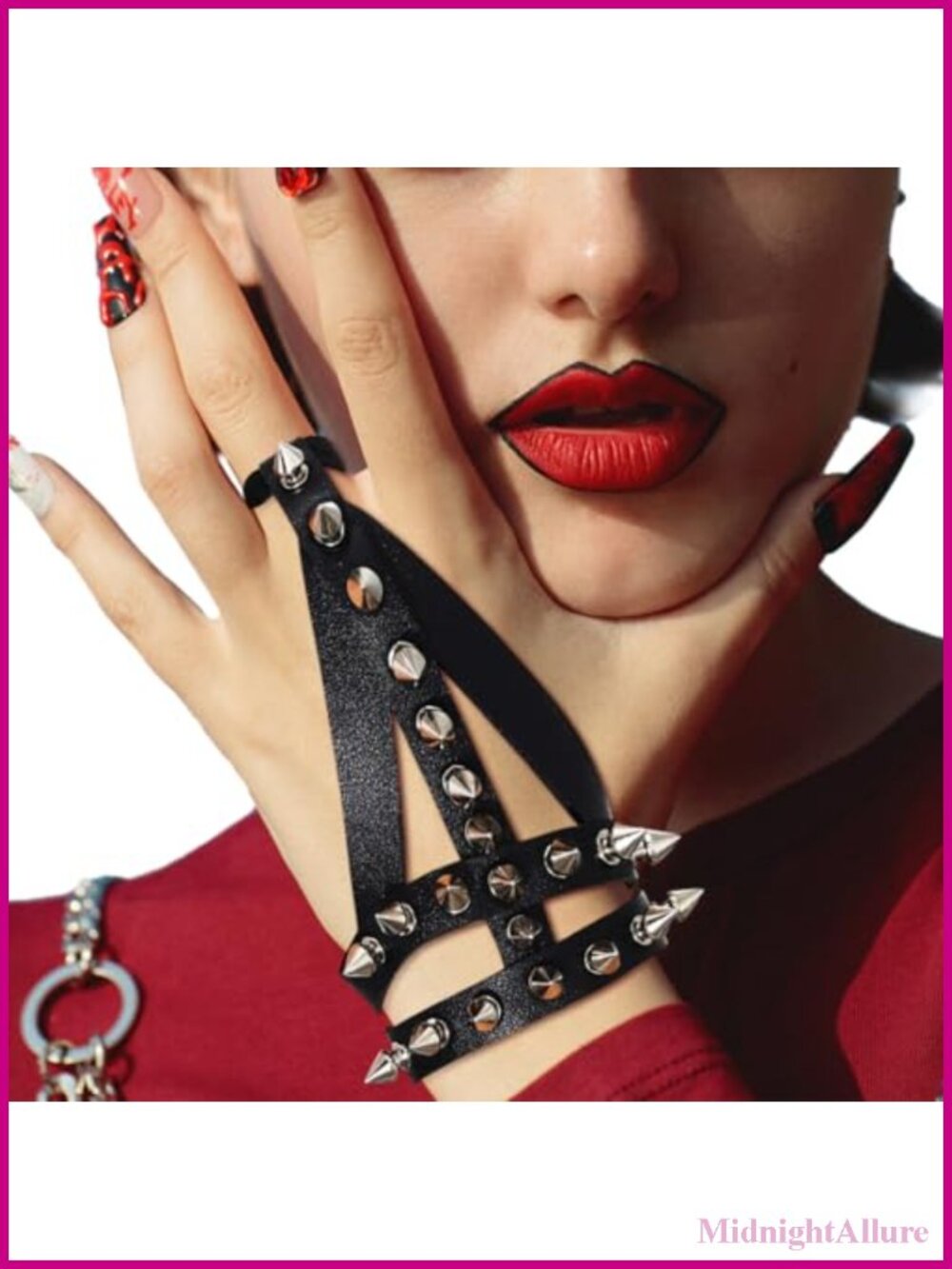 Faux Leather Fingerless Gloves Studded Punk Gothic Rave Accessory Women